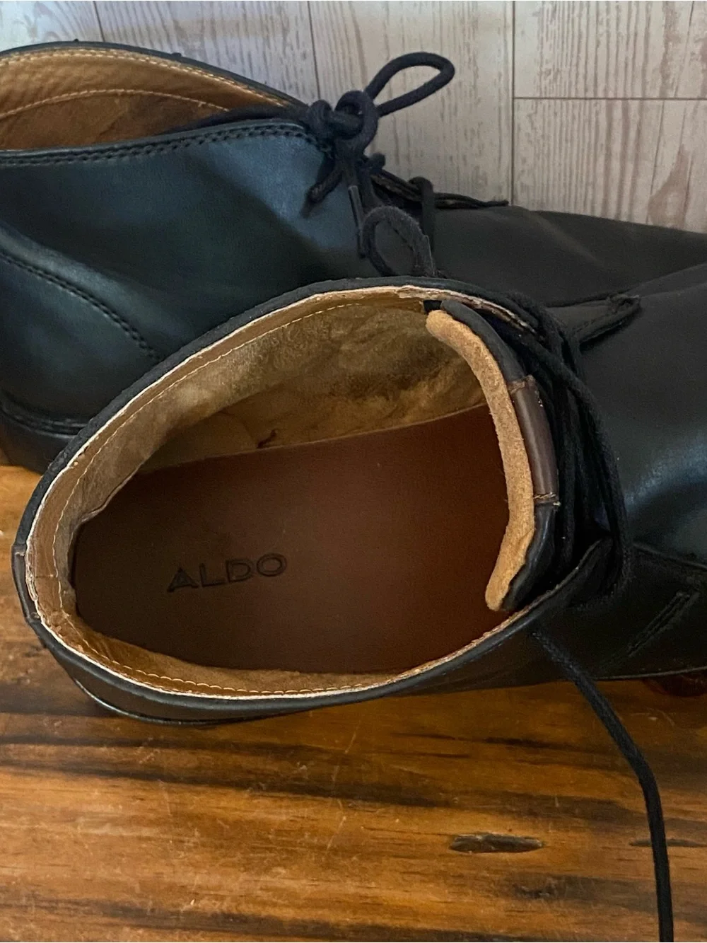 Aldo Black Leather Chukka Boots - Lace-Up Casual